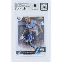 Erling Haaland Manchester City Autographed 2022-23 Topps Chrome UEFA Refractor #99 Beckett Fanatics Witnessed Authenticated 9/10 Card