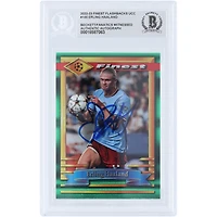 Carte authentifiée par Erling Haaland (Manchester City) Topps Finest Flashback UEFA n° 100, saison 2022-2023, signée par Fanatics Witnessed (Beckett).