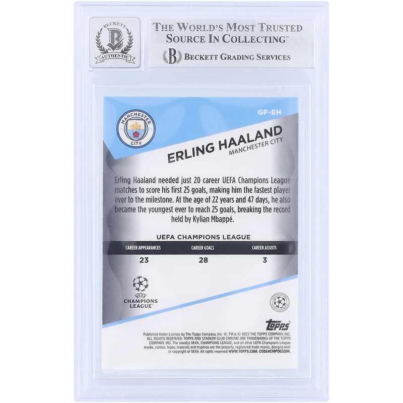 Erling Haaland Manchester City Autographed 2022-23 Topps Stadium Club Chrome Goal Force #GF-EH Beckett Fanatics Witnessed Authenticated 9/10 Card