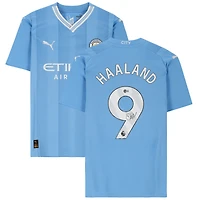 Maillot Puma bleu clair autographié par Erling Haaland pour Manchester City 2023-24