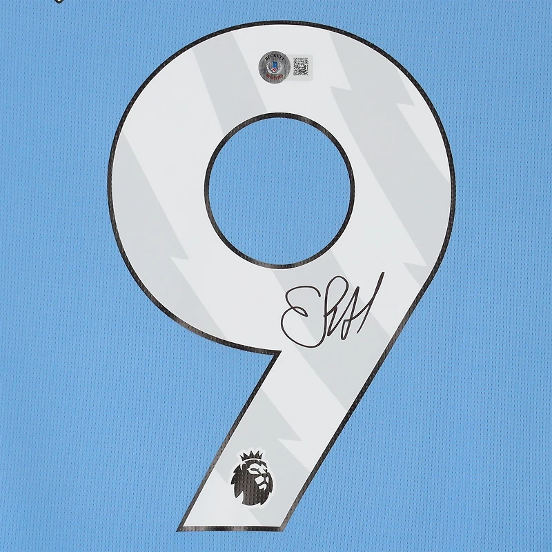 Maillot Puma bleu clair autographié par Erling Haaland pour Manchester City 2023-24