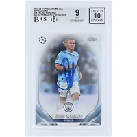 Erling Haaland Manchester City Autographed 2023-24 Topps Chrome UEFA Refractor #39 Beckett Fanatics Witnessed Authenticated 9/10 Card