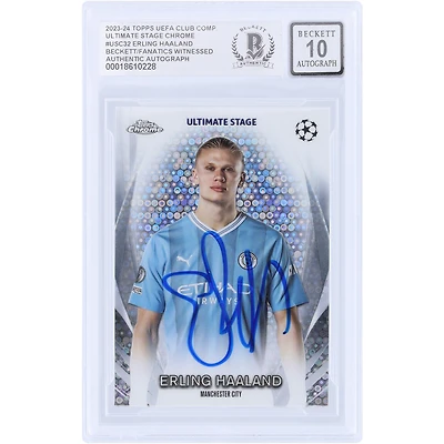Erling Haaland Manchester City Autographed 2023-24 Topps UEFA Ultimate Stage Chrome #USC-32 Beckett Fanatics Witnessed Authenticated 10 Card