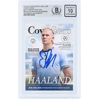 Erling Haaland Manchester City Autographed 2024-25 Topps UEFA Cover Stars #CS-11 Beckett Fanatics Witnessed Authenticated 10 Card