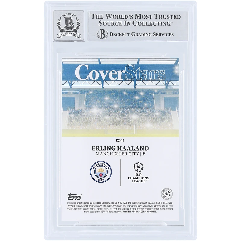 Erling Haaland Manchester City Autographed 2024-25 Topps UEFA Cover Stars #CS-11 Beckett Fanatics Witnessed Authenticated 10 Card