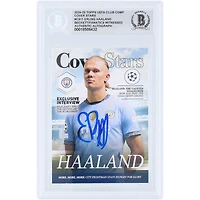 Carte authentifiée par Erling Haaland (Manchester City) – Collection Topps UEFA Cover Stars 2024-25, n° CS-11, signée par Beckett Fanatics Witnessed
