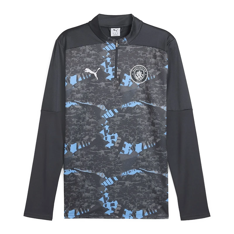 Men's Puma  Navy Manchester City 2024/25 Pre-Match Quarter-Zip Top