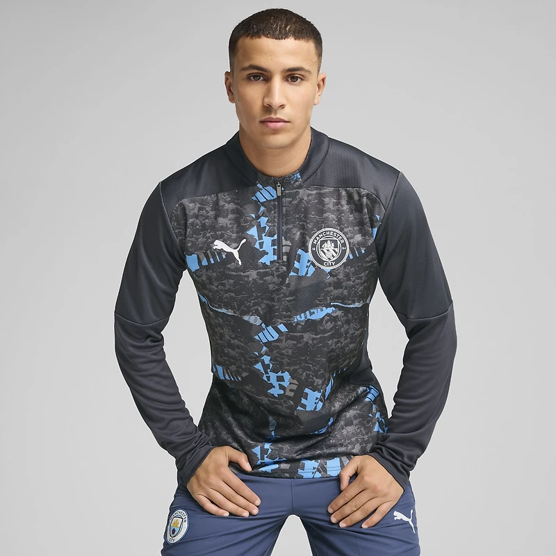 Men's Puma  Navy Manchester City 2024/25 Pre-Match Quarter-Zip Top