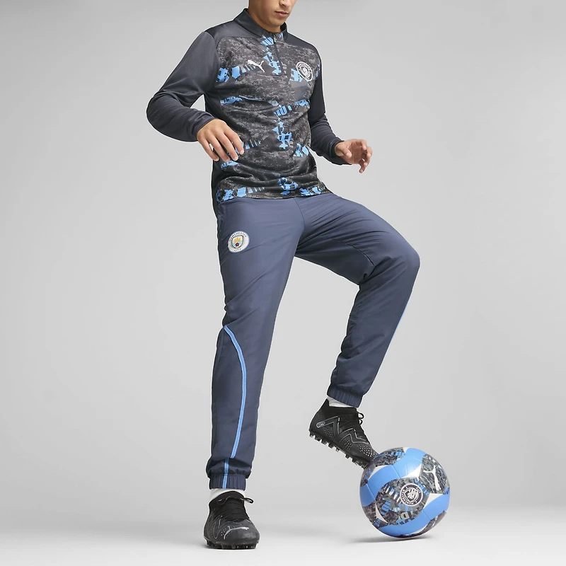 Men's Puma  Navy Manchester City 2024/25 Pre-Match Quarter-Zip Top