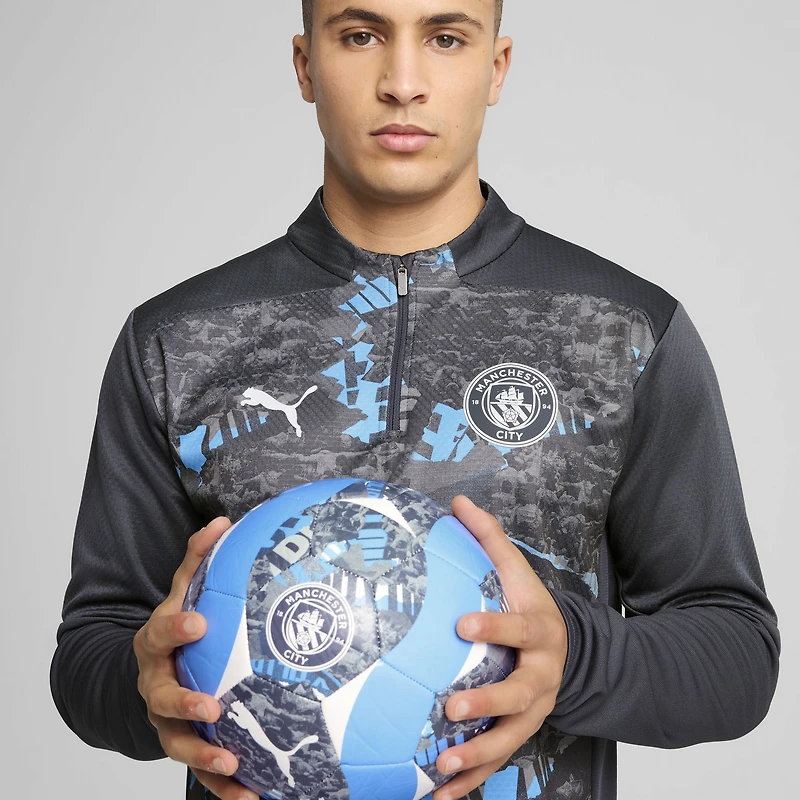Men's Puma  Navy Manchester City 2024/25 Pre-Match Quarter-Zip Top