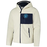 Veste à capuche zippée en sherpa Manchester City crème pour homme