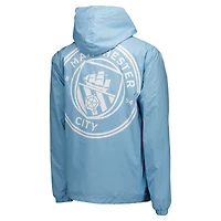 Men's Light Blue Manchester City Home Match Hoodie Full-Zip Windbreaker Jacket