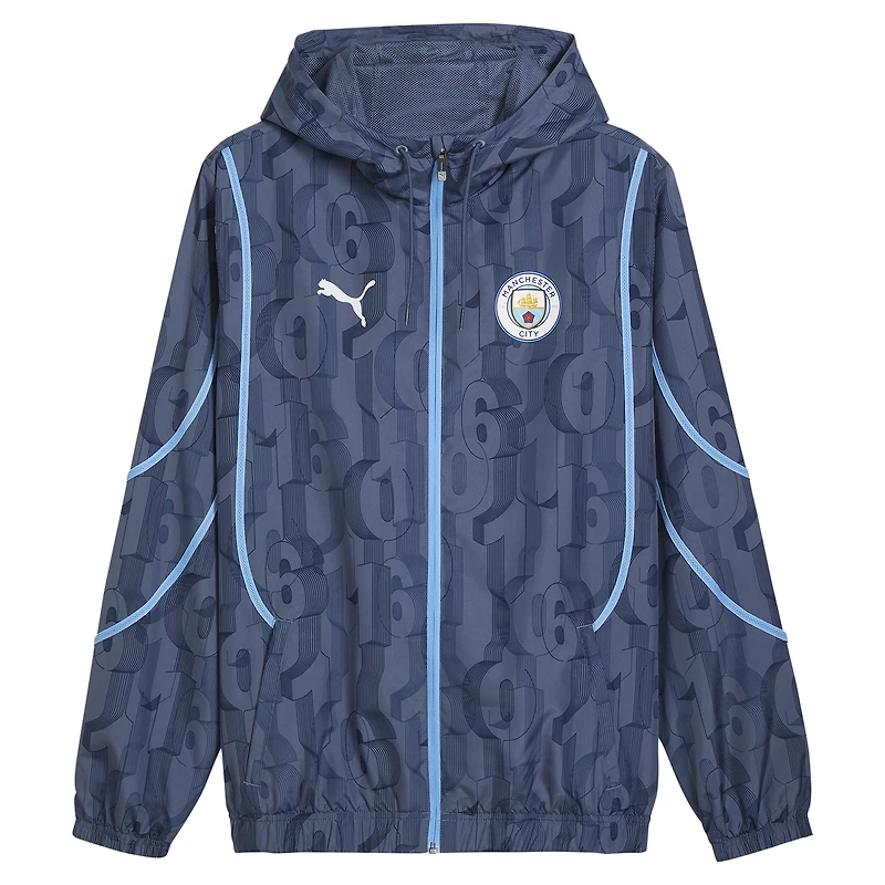 Men's Puma Blue Manchester City 2024/25 Pre-Match Anthem dryCELL Full-Zip Hoodie Jacket