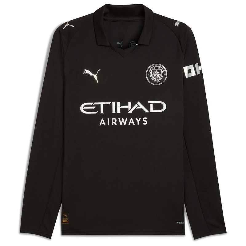 Men's Puma Erling Haaland Black Manchester City 2025/26 Away Replica Long Sleeve Player Jersey