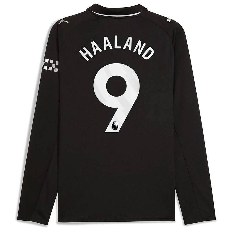 Men's Puma Erling Haaland Black Manchester City 2025/26 Away Replica Long Sleeve Player Jersey