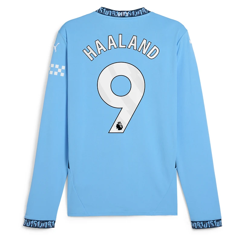 Men's Puma Erling Haaland Light Blue Manchester City 2024/25 Home Replica Long Sleeve Player Jersey