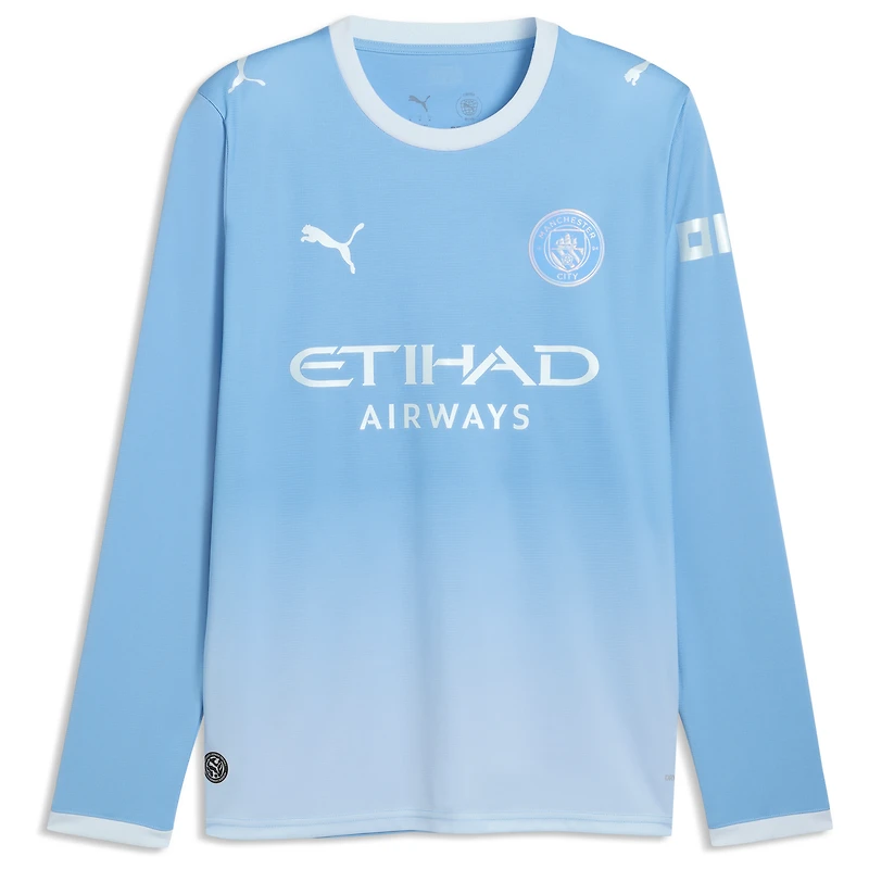 Men's Puma Erling Haaland Light Blue Manchester City 2026/27 Home Replica Long Sleeve Jersey