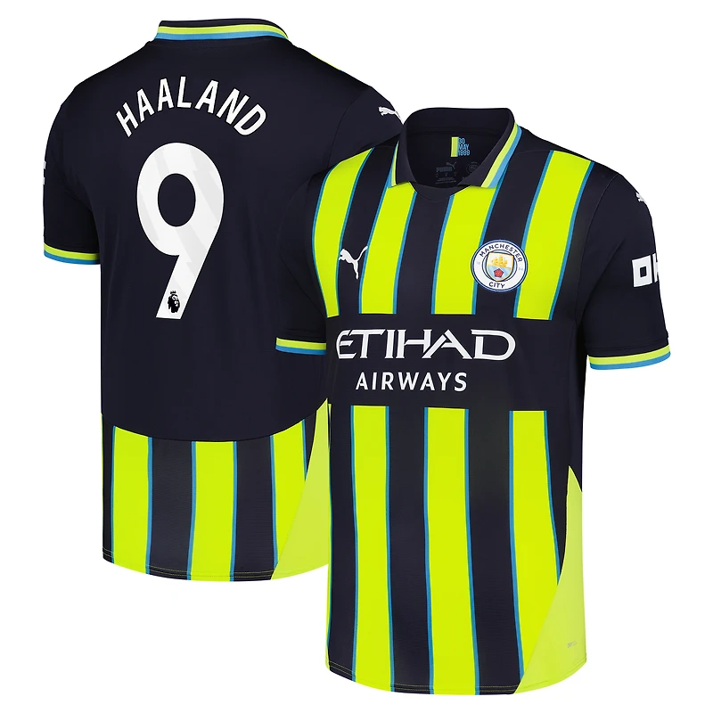 Maillot réplique extérieur Manchester City 2024/25 Puma Erling Haaland bleu marine pour homme