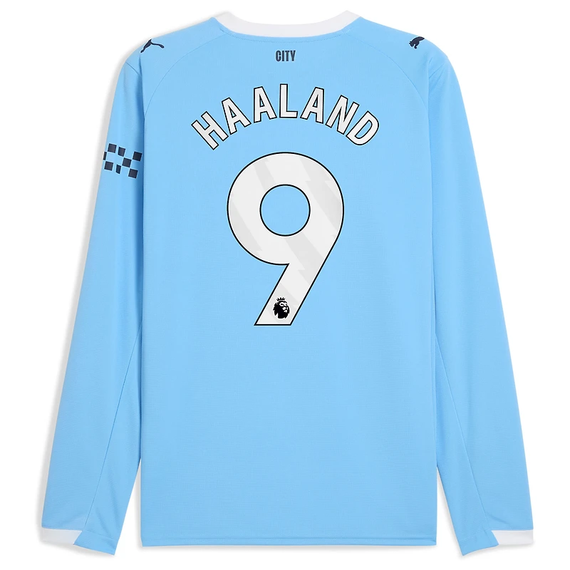 Men's Puma Erling Haaland Sky Blue Manchester City 2025/26 Home Replica Long Sleeve Player Jersey