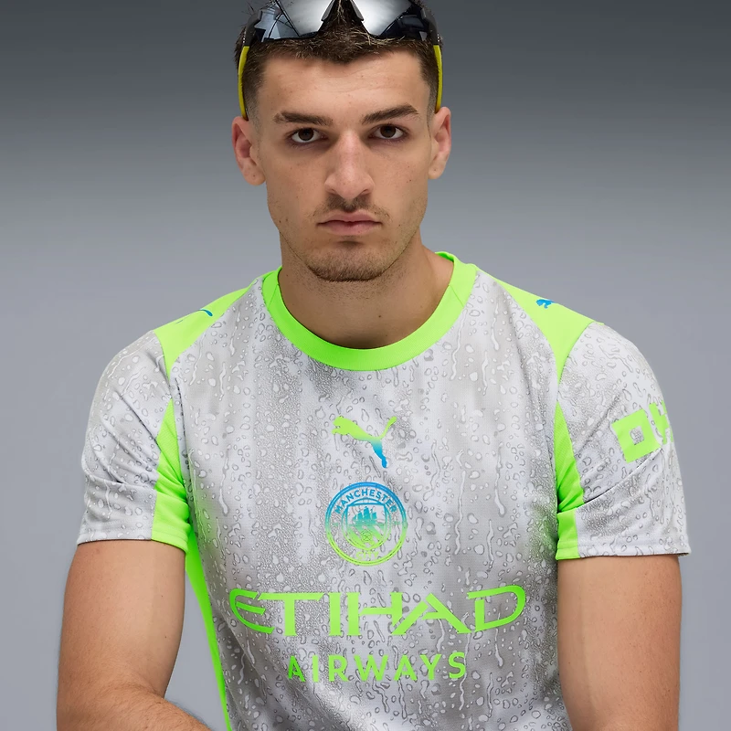 Men's Puma Gray/Neon Green Manchester City 2025/26 Third Replica Jersey