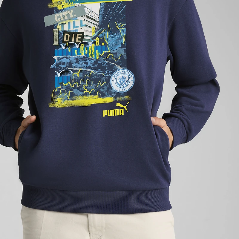 Men's Puma Navy Manchester City ftblNRGY+ Pullover Hoodie