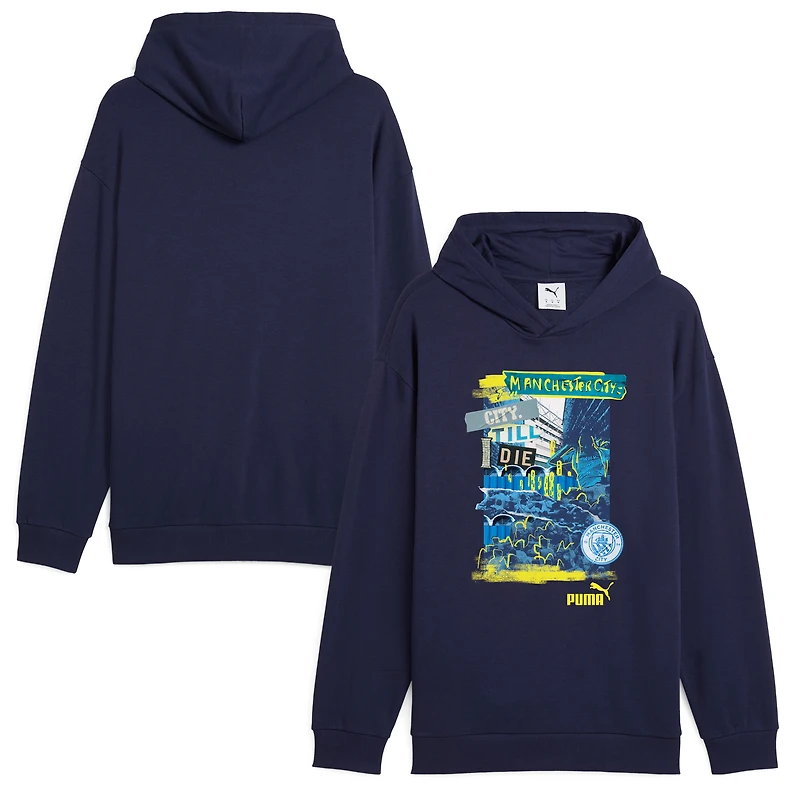 Men's Puma Navy Manchester City ftblNRGY+ Pullover Hoodie