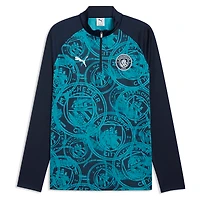 Men's Puma  Navy Manchester City Quarter-Zip dryCELL Warm-Up Top
