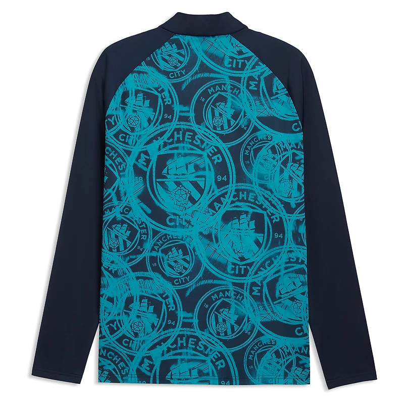 Men's Puma Navy Manchester City Quarter-Zip dryCELL Warm-Up Top
