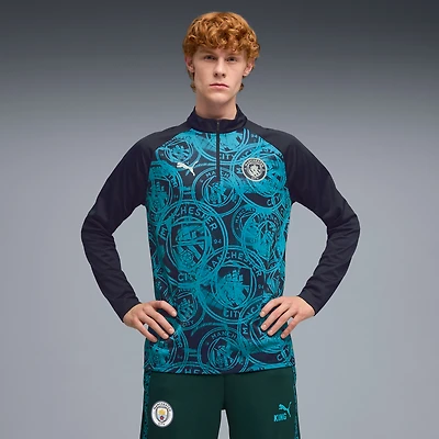 Men's Puma  Navy Manchester City Quarter-Zip dryCELL Warm-Up Top