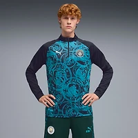 Men's Puma  Navy Manchester City Quarter-Zip dryCELL Warm-Up Top