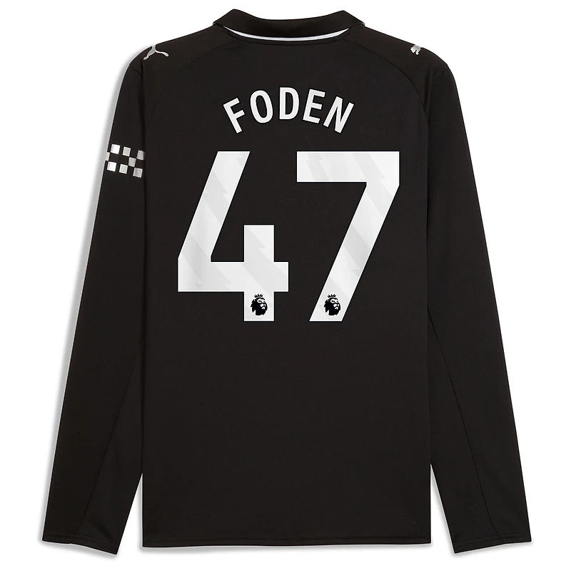 Men's Puma Phil Foden Black Manchester City Away 2025/26 Replica Long Sleeve Player Jersey