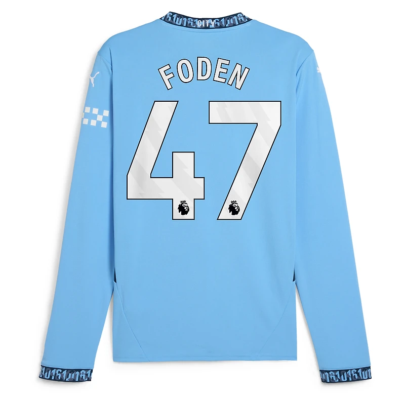 Men's Puma Phil Foden Light Blue Manchester City 2024/25 Home Replica Long Sleeve Player Jersey