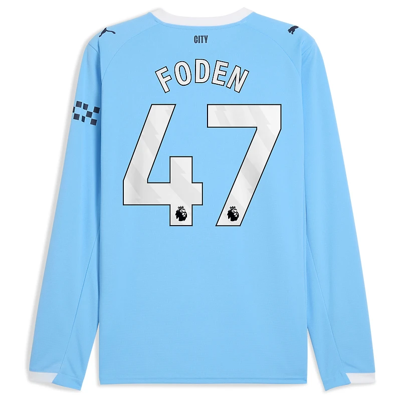 Men's Puma Phil Foden Sky Blue Manchester City 2025/26 Home Replica Long Sleeve Player Jersey