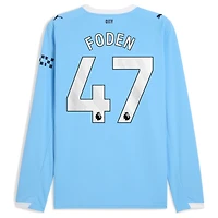 Men's Puma Phil Foden Sky Blue Manchester City 2025/26 Home Replica Long Sleeve Player Jersey
