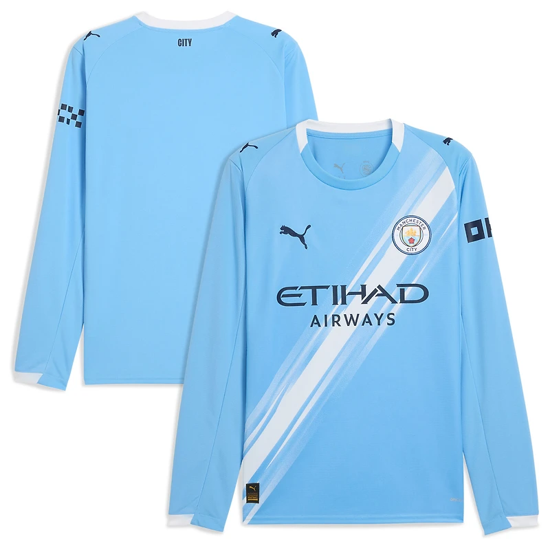 Men's Puma  Sky Blue Manchester City 2025/26 Home Replica Long Sleeve Jersey