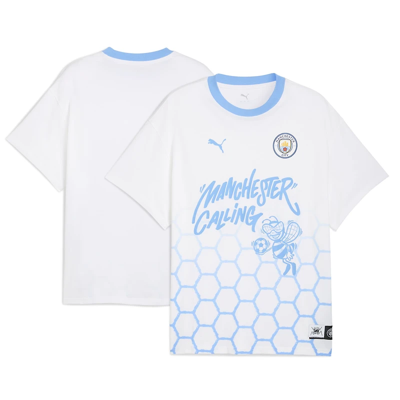 Men's Puma White Manchester City 2025 FIFA Club World Cup Hoops T-Shirt