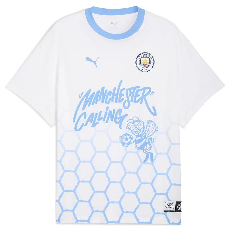 Men's Puma White Manchester City 2025 FIFA Club World Cup Hoops T-Shirt