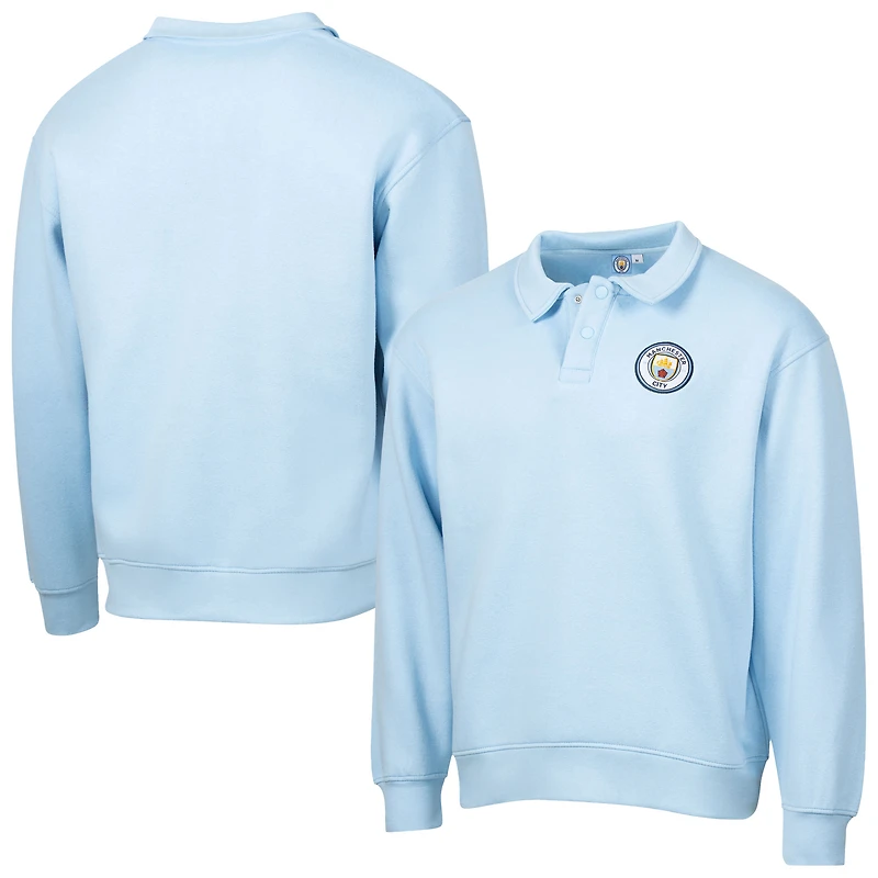 Sweat-shirt en molleton rétro décontracté bleu clair Manchester City pour homme, design sportif suédois