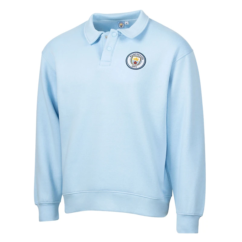 Sweat-shirt en molleton rétro décontracté bleu clair Manchester City pour homme, design sportif suédois