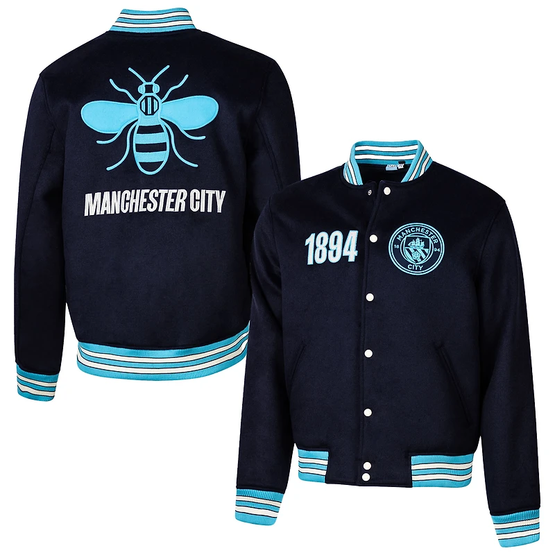 Veste universitaire en laine bleu marine Manchester City Free Kick pour homme, design sportif suédois