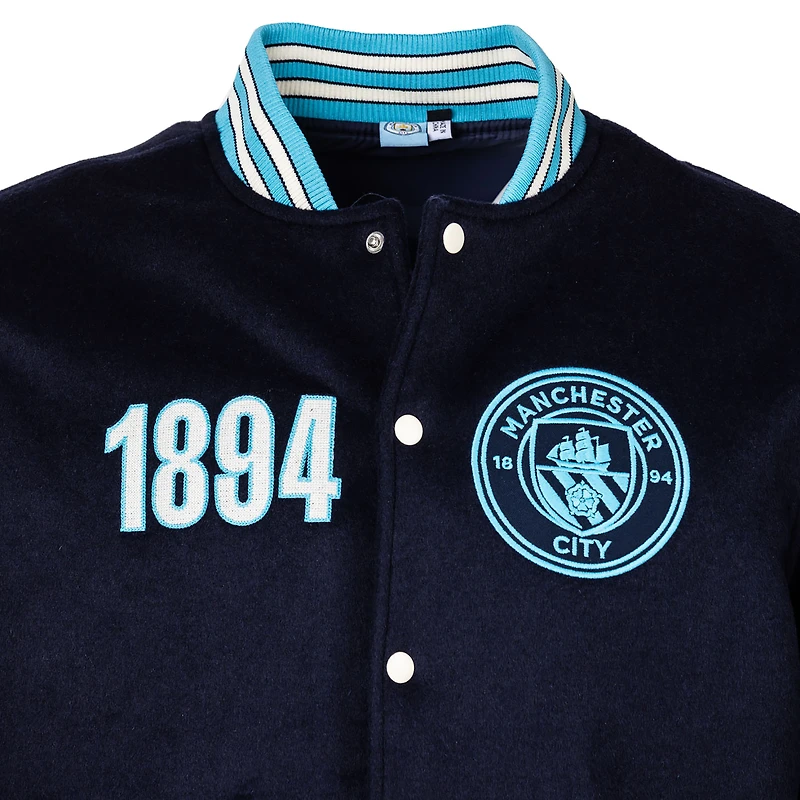 Men's Sport Design Sweden  Navy Manchester City Free Kick Wool Varsity Jacket