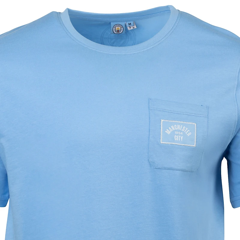 Men's Sport Design Sweden Sky Blue Manchester City Relaxed Post Match Pocket T-Shirt