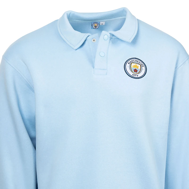 Men's Sport Design Sweden Sky Blue Manchester City Retro Relaxed Fleece Sweater