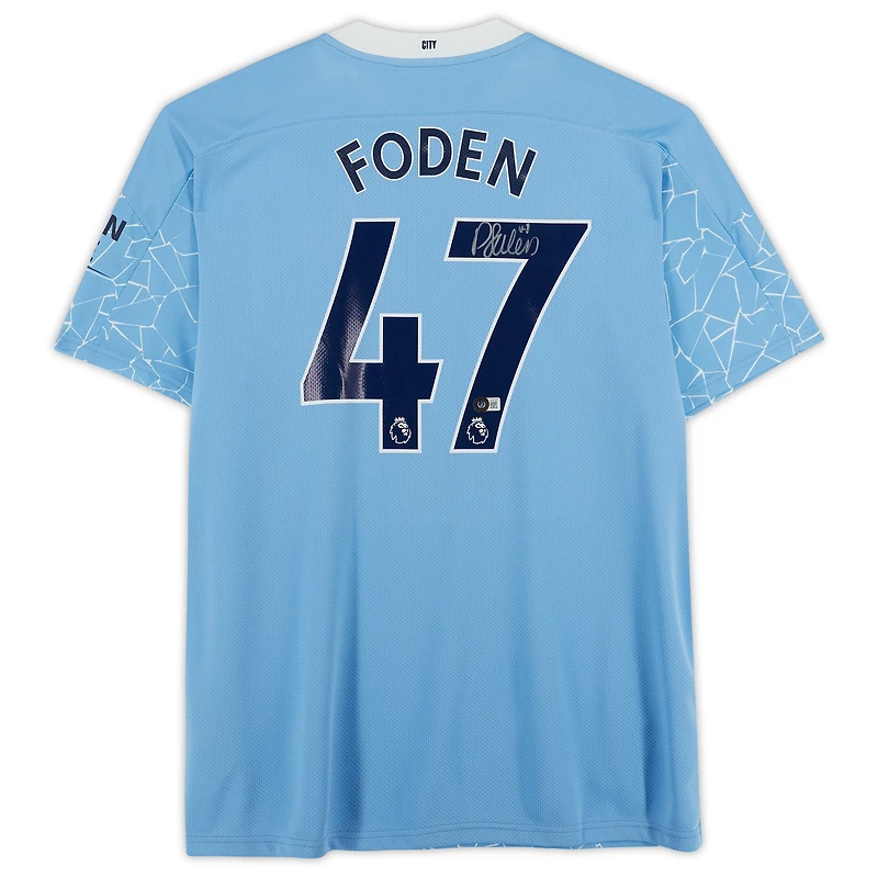 Phil Foden Manchester City Autographed 2020-21 Puma Blue Jersey