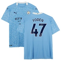 Phil Foden Manchester City Autographed 2020-21 Puma Blue Jersey