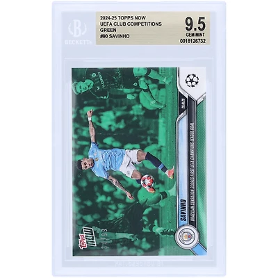 Savinho Manchester City 2024-25 Topps Now Brazilian Sensation Scores First UEFA Champions League Goal Green #90 #/99 BGS Authenticated 9.5 Card