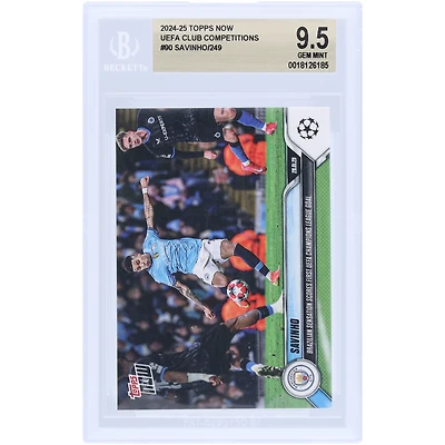 Savinho Manchester City 2024-25 Topps Now Brazilian Sensation Scores First UEFA Champions League Goal #90 BGS Authenticated 9.5 Card