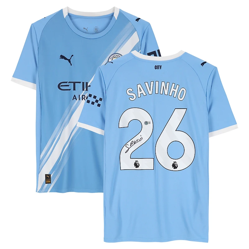 Savinho Manchester City Autographed Sky Blue Puma Modern Home Jersey