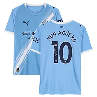 Sergio Agüero Manchester City Autographed Sky Blue Puma Modern Home Jersey