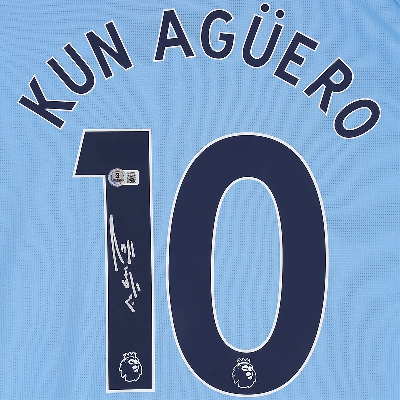 Sergio Agüero Manchester City Autographed Sky Blue Puma Modern Home Jersey